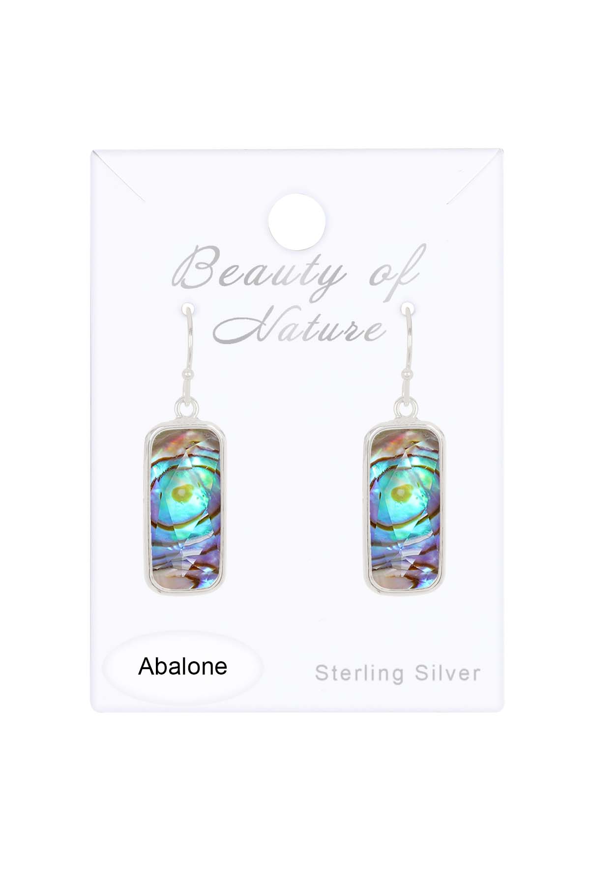 Sterling Silver & Abalone Quartz Rectangle Earrings - SS