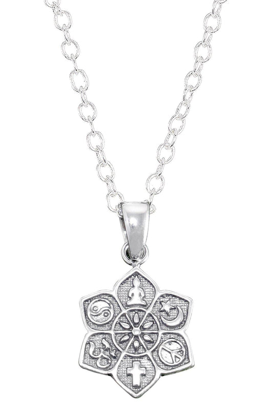 Coexist Harmony Lotus Pendant Necklace - SS