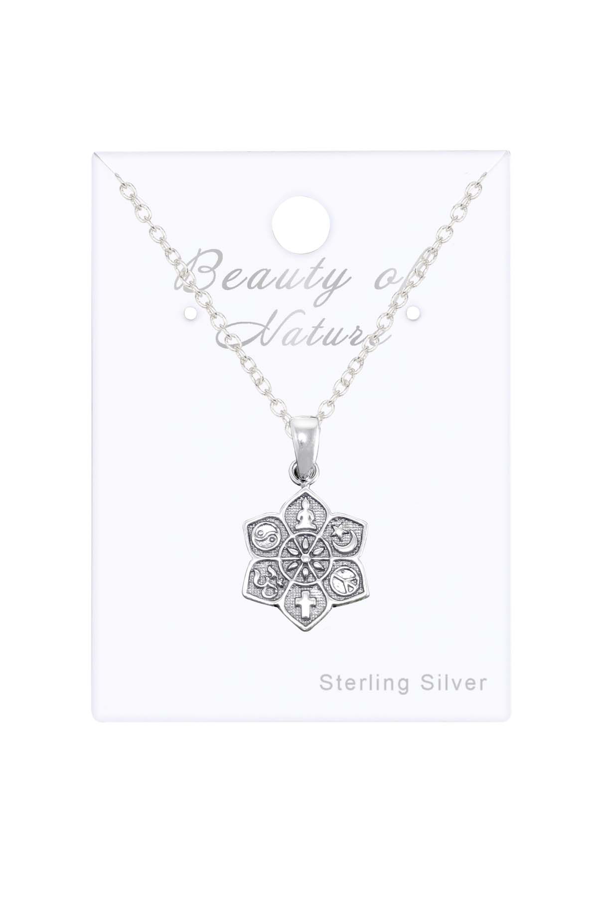 Coexist Harmony Lotus Pendant Necklace - SS