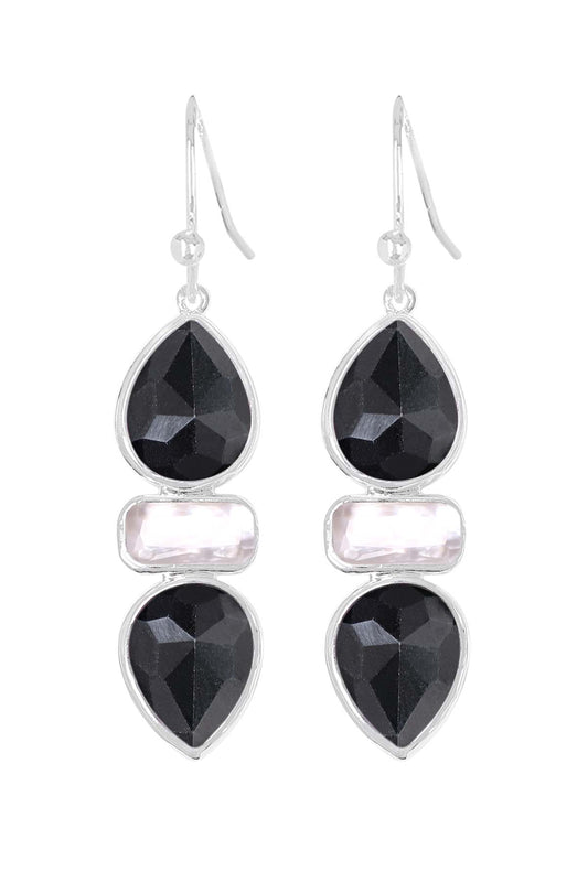 Sterling Silver & Hematite With Pearl Drop Earrings - SS