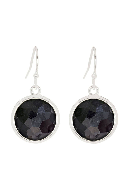 Sterling Silver & Hematite Round Earrings - SS