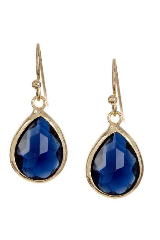 14k Vermeil & London Blue Crystal Teardrop Earrings - VM