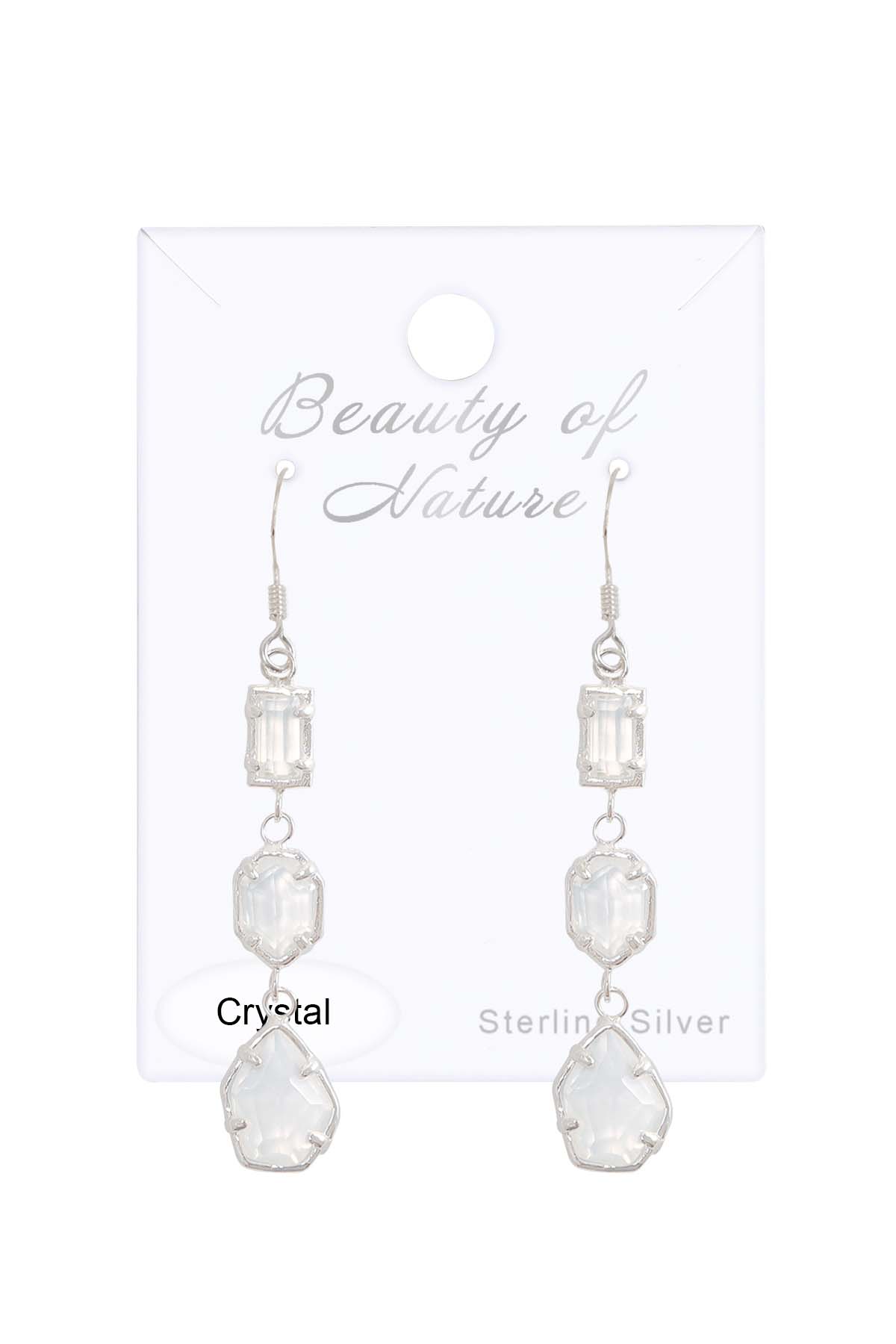 Sterling Silver & Moonstone Crystal Drop Earrings - SS