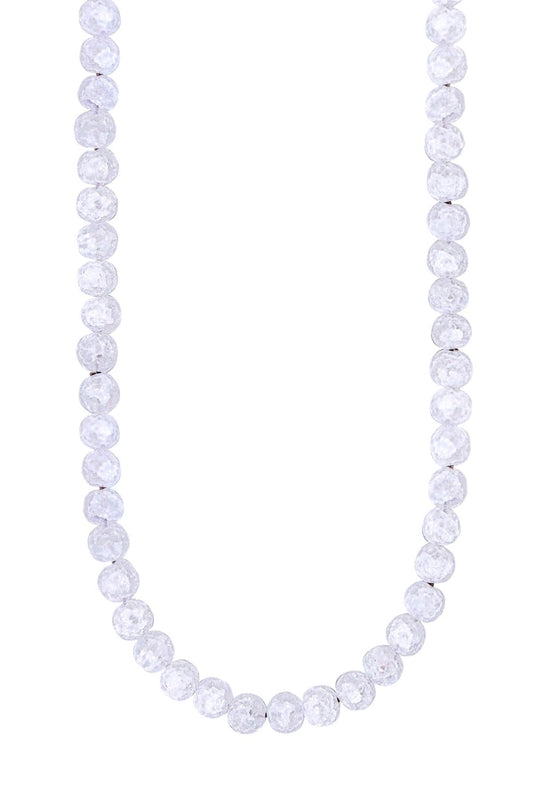 Sterling Silver Crystal Mala Beads Necklace - SS