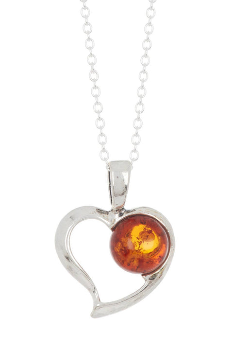 Baltic Amber & Sterling Silver Pendant Necklace - SS