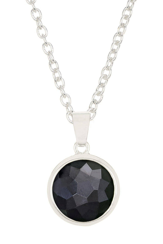 Sterling Silver & Hematite Round Pendant Necklace - SS