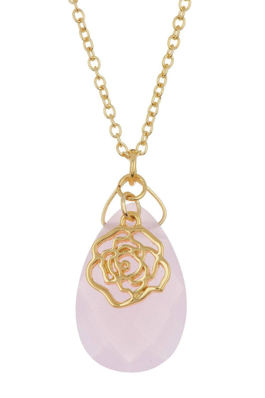 14k Vermeil & Rose Crystal Charm Necklace - VM