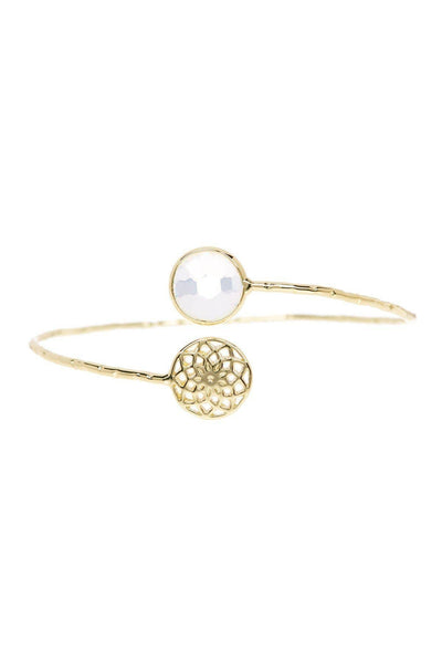 Moonstone Crystal Briolette Infinity Disc Cuff Bracelet - GF