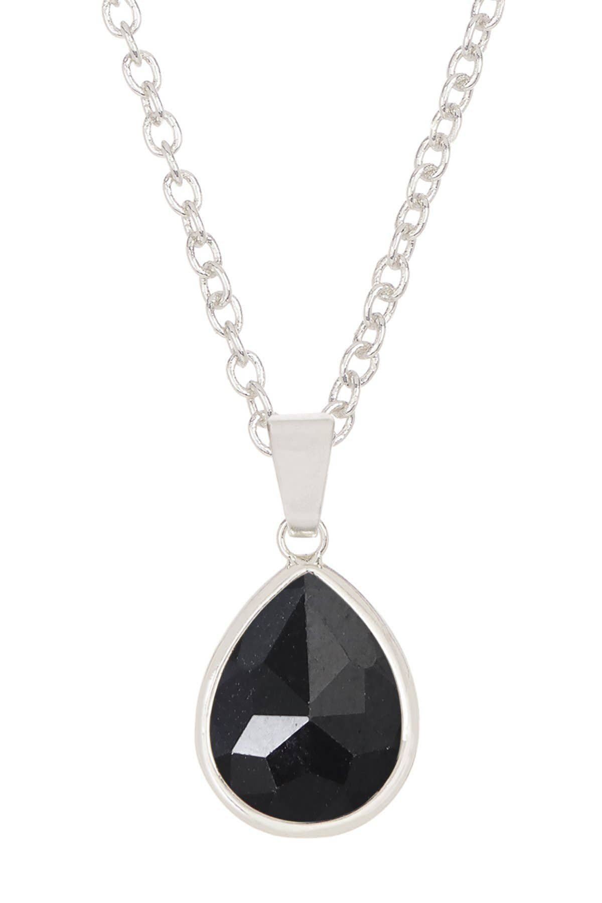 Sterling Silver & Hematite Teardrop Pendant Necklace - SS