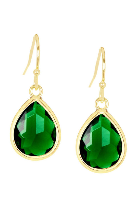 14k Vermeil & Emerald Crystal Teardrop Earrings - VM