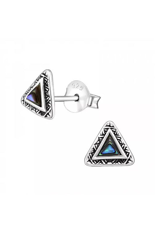 Sterling Silver Ethnic Ear Studs With Imitation Stone - SS