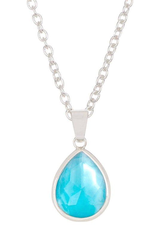 Sterling Silver & Blue Mother Of Pearl Necklace - SS