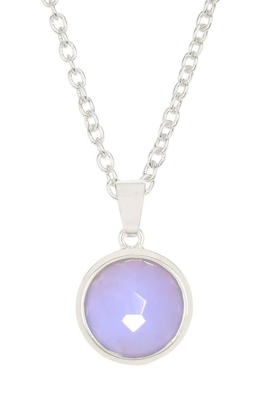 Sterling Silver & Blue Lace Agate Round Necklace - SS