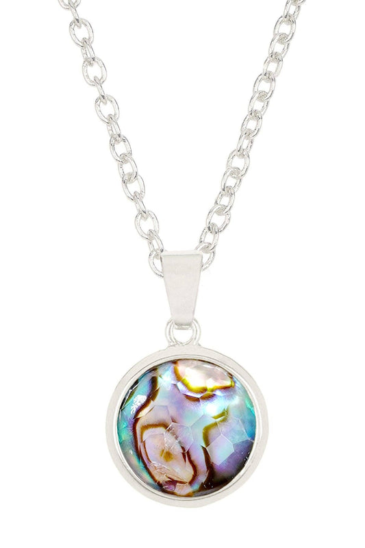 Sterling Silver & Abalone Pendant Necklace - SS