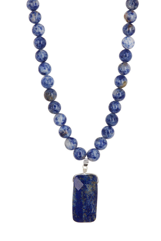 Lapis Meditation Beads Pendant Necklace - SS