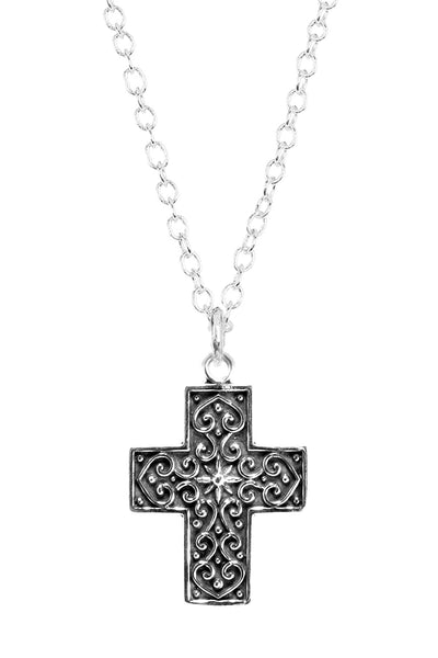 Midieval Cross Pendant Necklace - SS