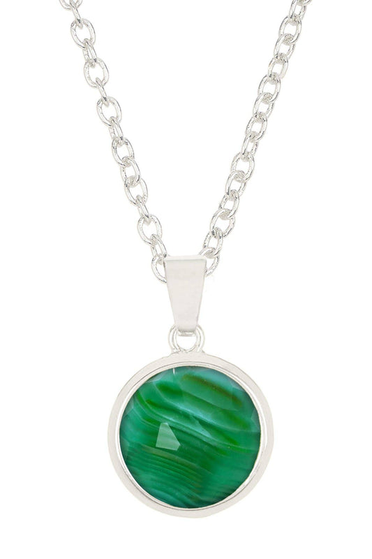 Sterling Silver & Green Lace Agate Necklace - SS