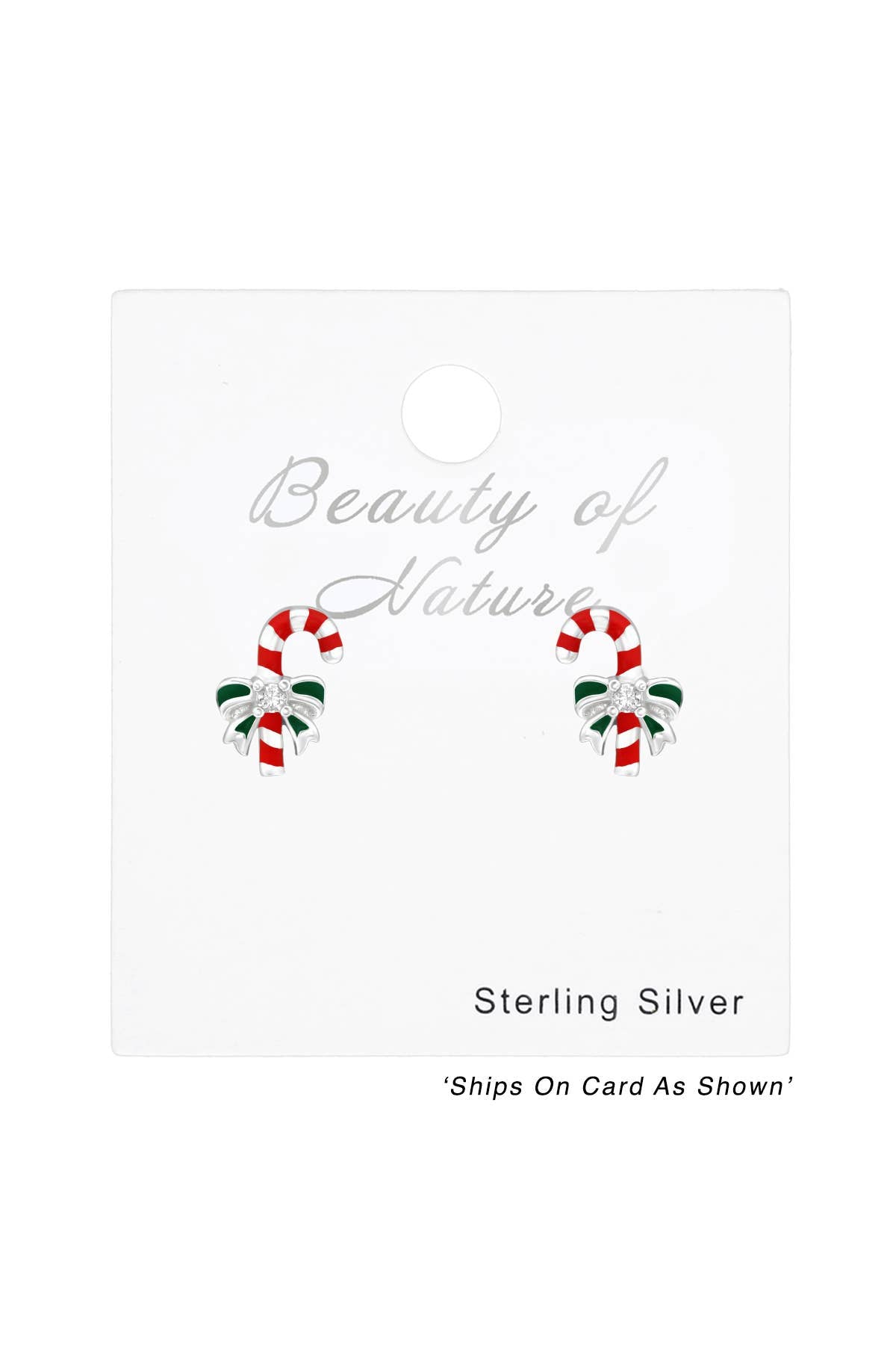 Children's Sterling Silver C&y Canes Ear Studs With CZ - SS