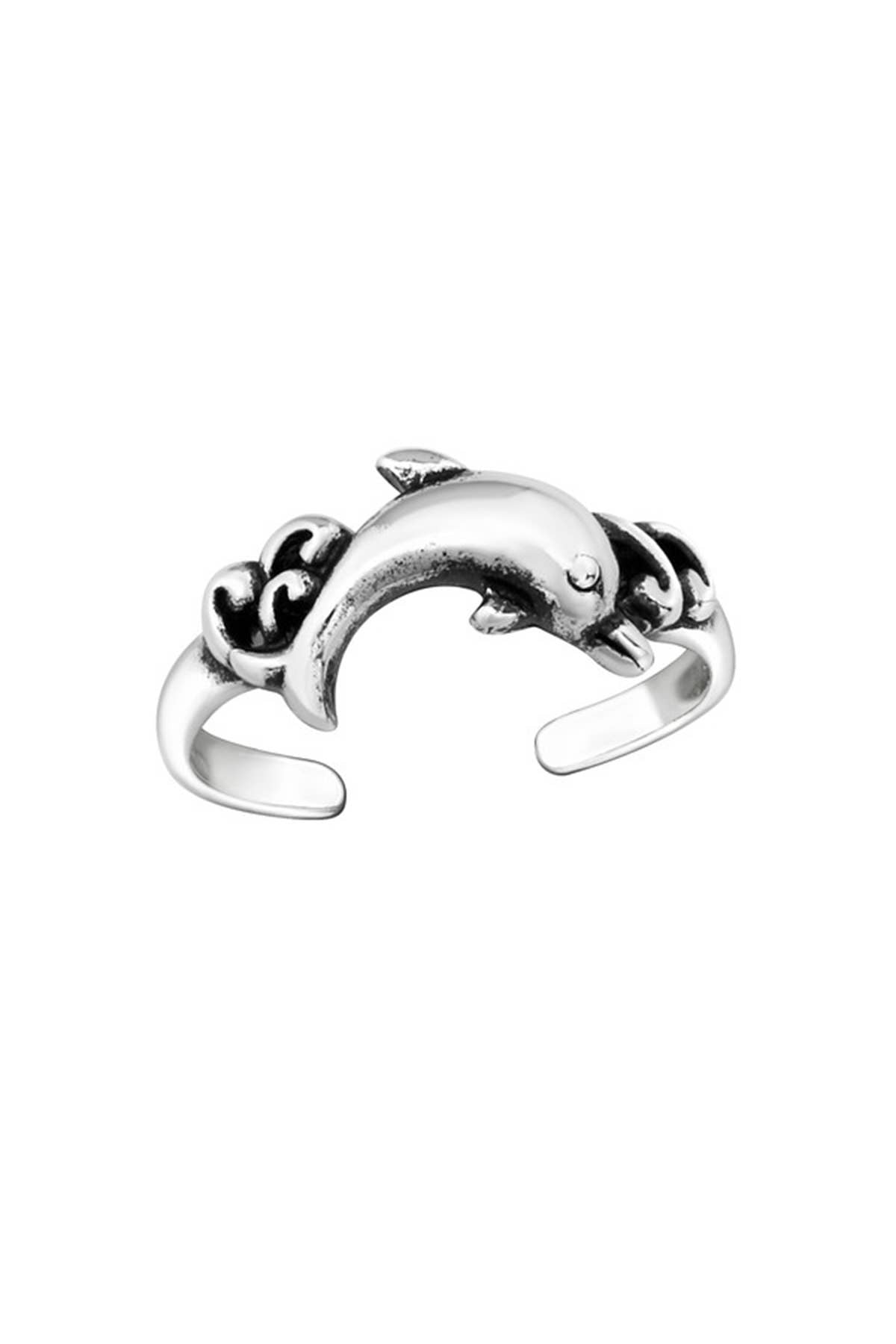 Sterling Silver Dolphin Adjustable Toe Ring - SS