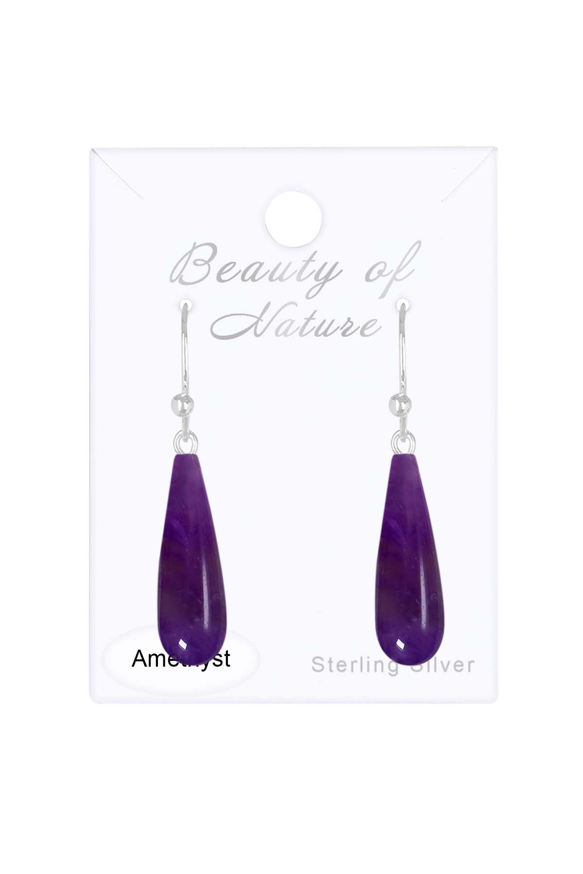 Sterling Silver & Amethyst Water Drop Earrings - SS