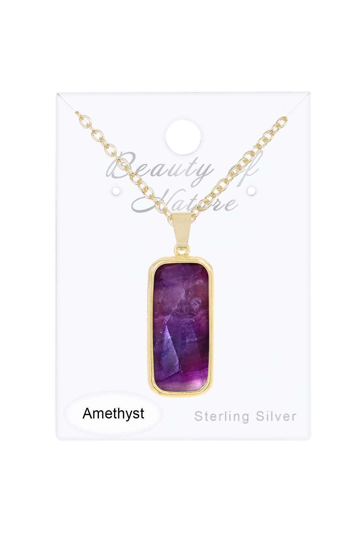 14k Vermeil & Amethyst Rectangle Pendant Necklace - VM