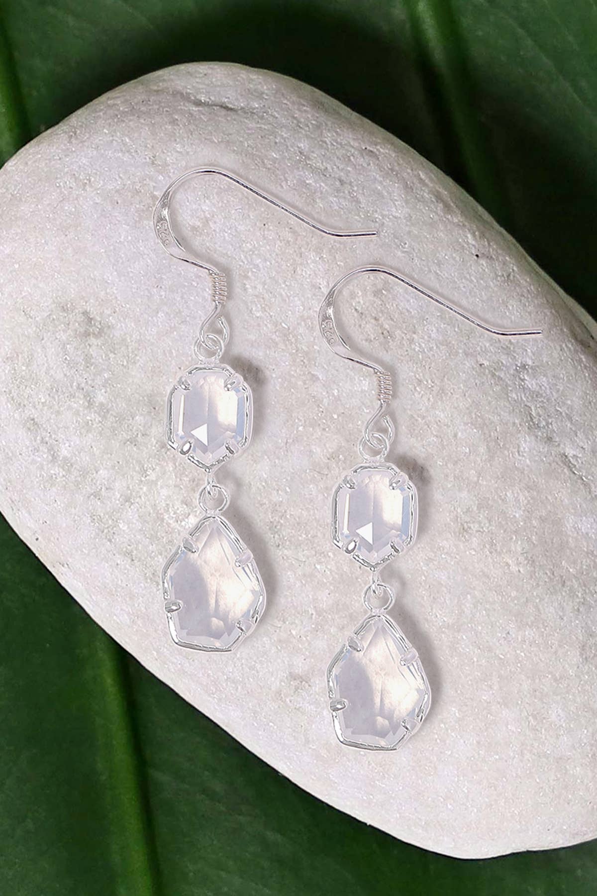 Sterling Silver & Moonstone Crystal Victoria Earrings - SS