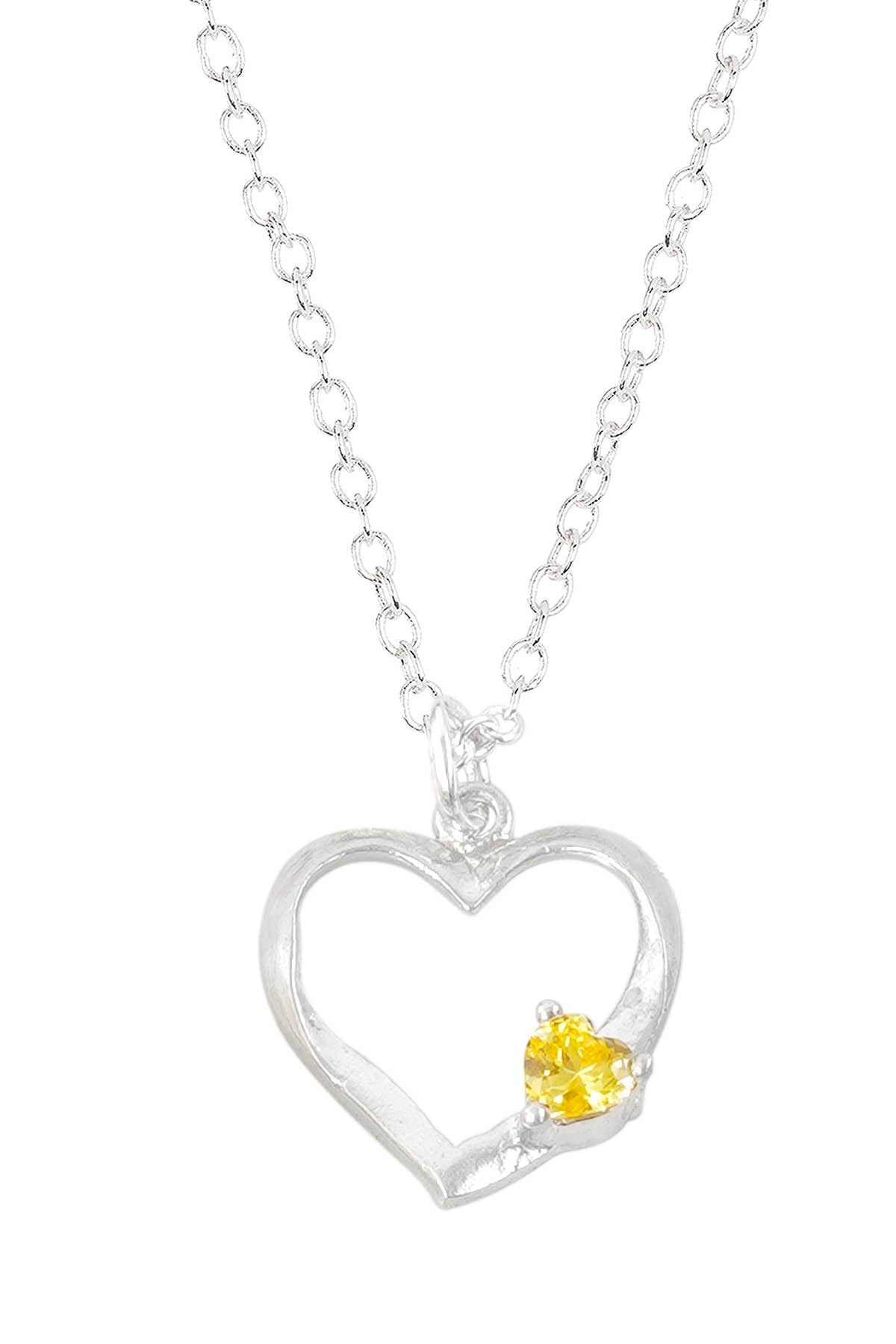 Sterling Silver & CZ Heart Pendant Necklace - SS