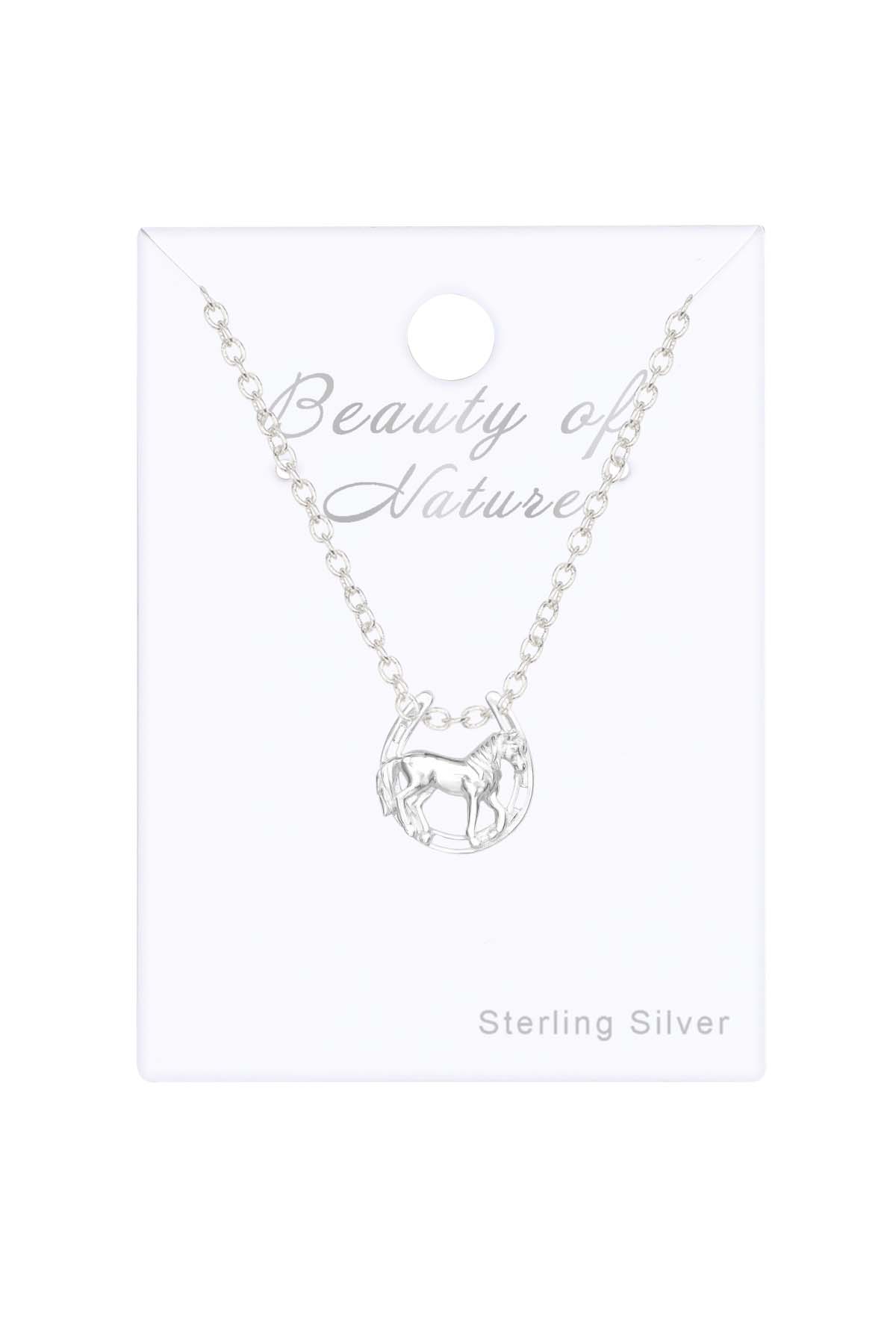 Sterling Silver Horse & Horseshoe Necklace - SS