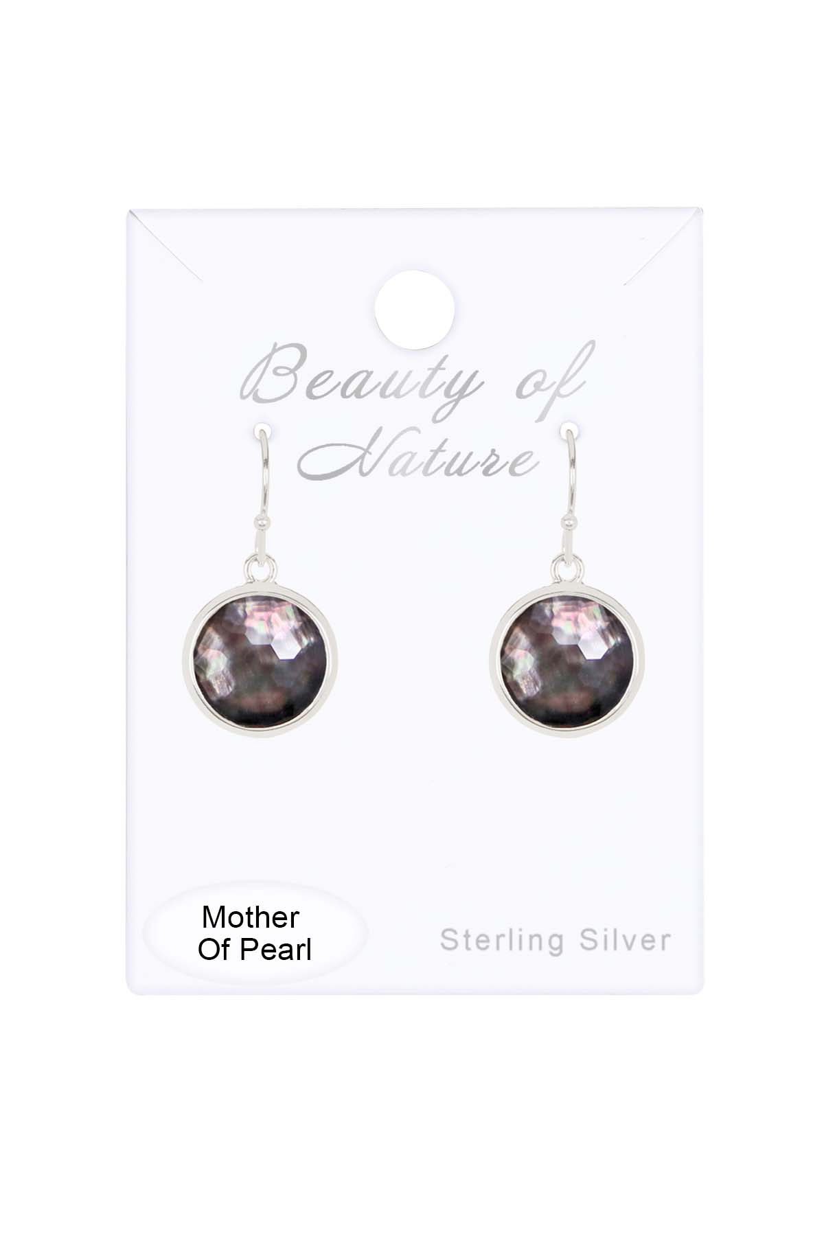 Sterling Silver & Black Pearl Round Drop Earrings - SS