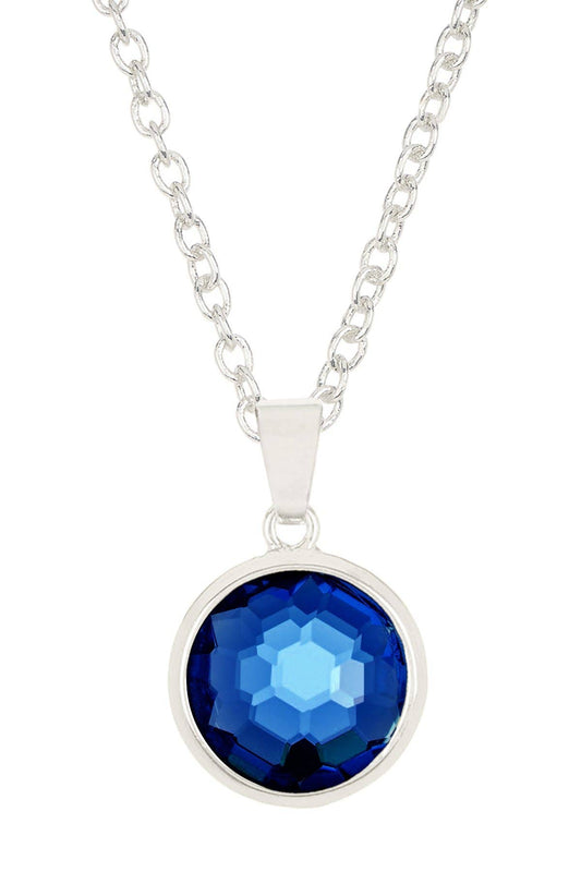 Sterling Silver & London Blue Crystal Necklace - SS