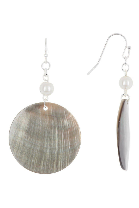 Sterling Silver With Abalone & Pearl Drop Earrings - SS