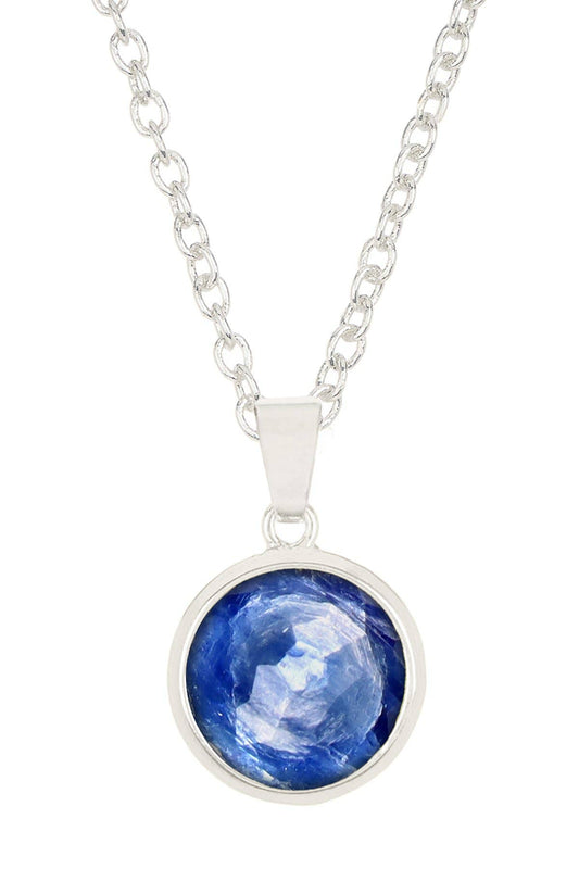 Sterling Silver & Kyanite Round Pendant Necklace - SS