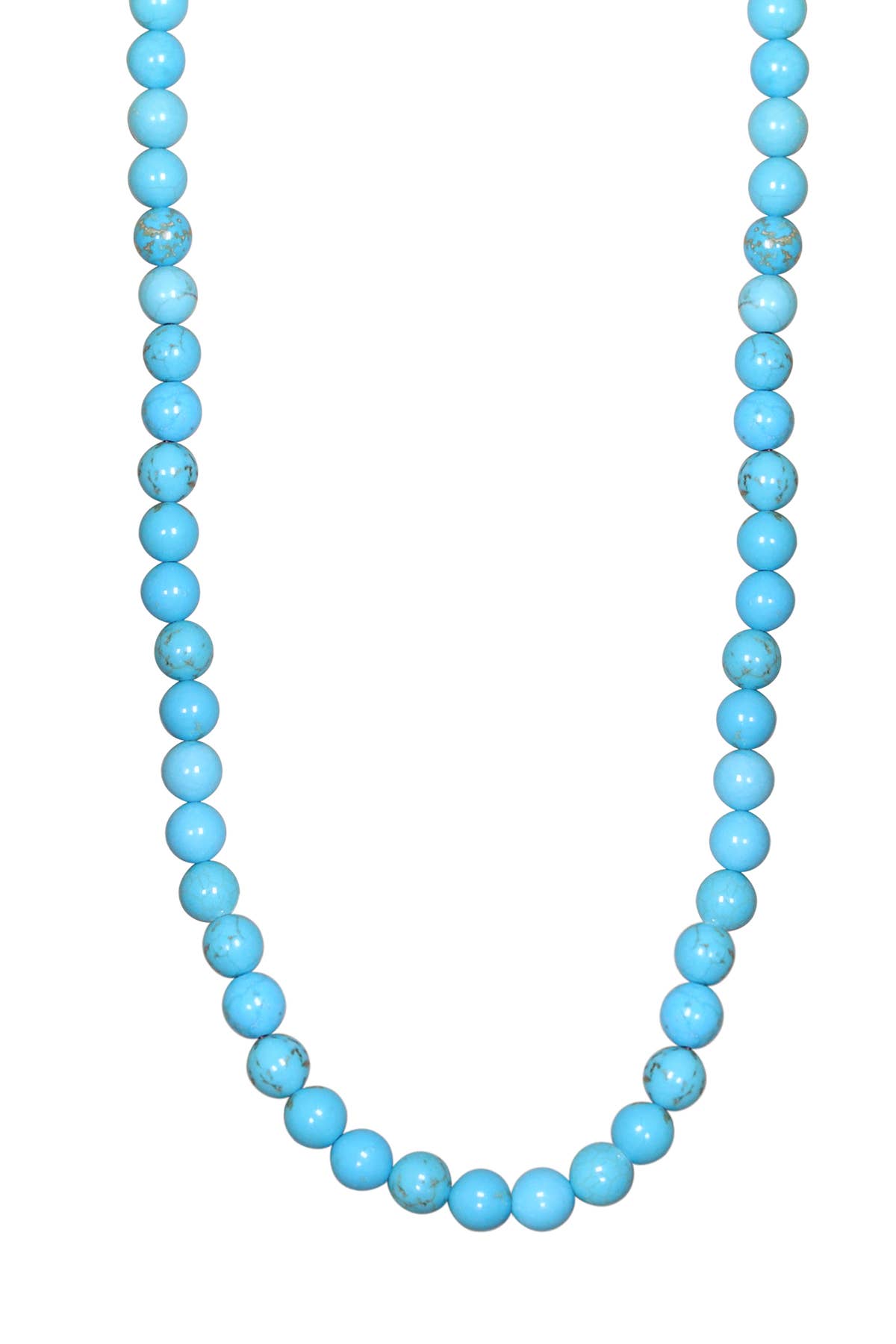 Sterling Silver & Turquoise Mala Beads Necklace - SS