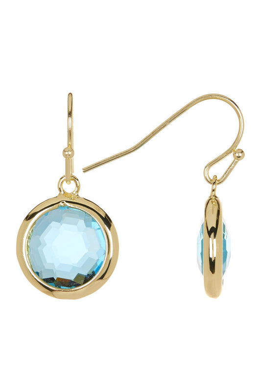 14k Vermeil & Sky Blue Crystal Round Drop Earrings - VM