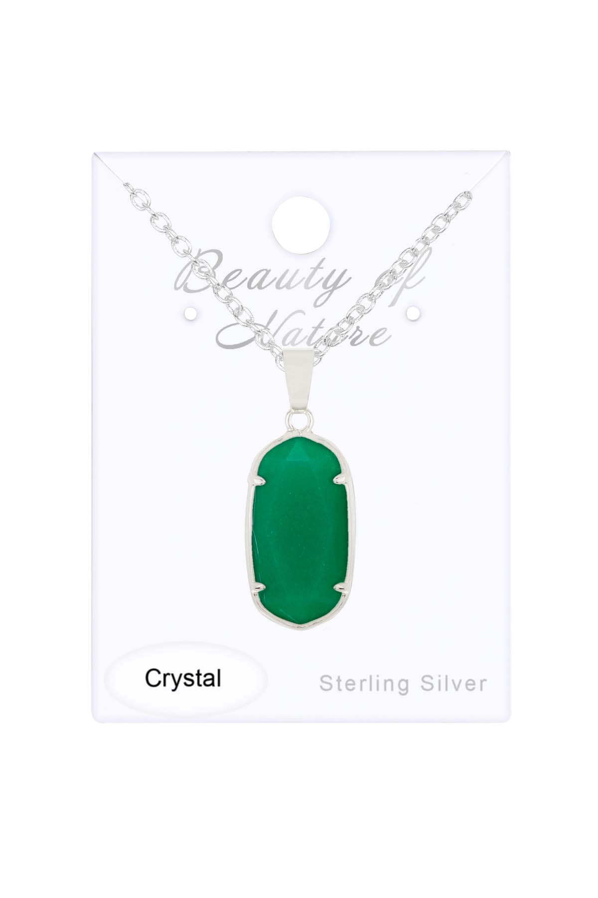 Sterling Silver & Green Chalcedony Crystal Necklace - SS