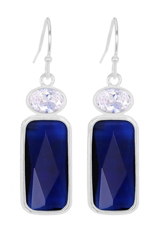 Sterling Silver & London Blue Crystal Drop Earrings - SS