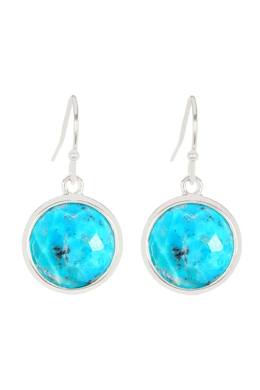 Sterling Silver & Turquoise Round Earrings - SS