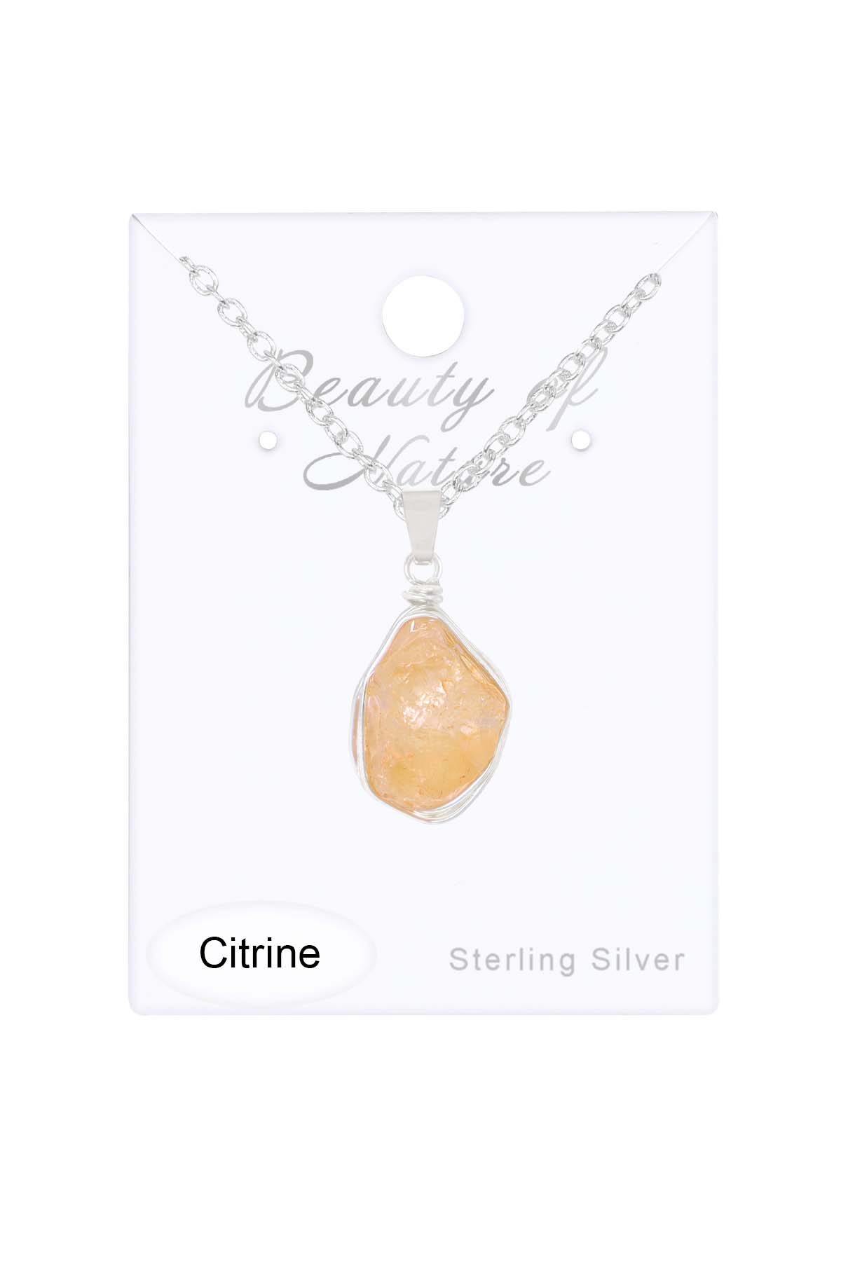 Sterling Silver & Citrine Pendant Necklace - SS