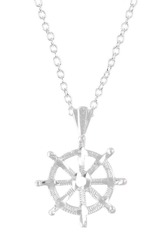 Ships Wheel Pendant Necklace - SS