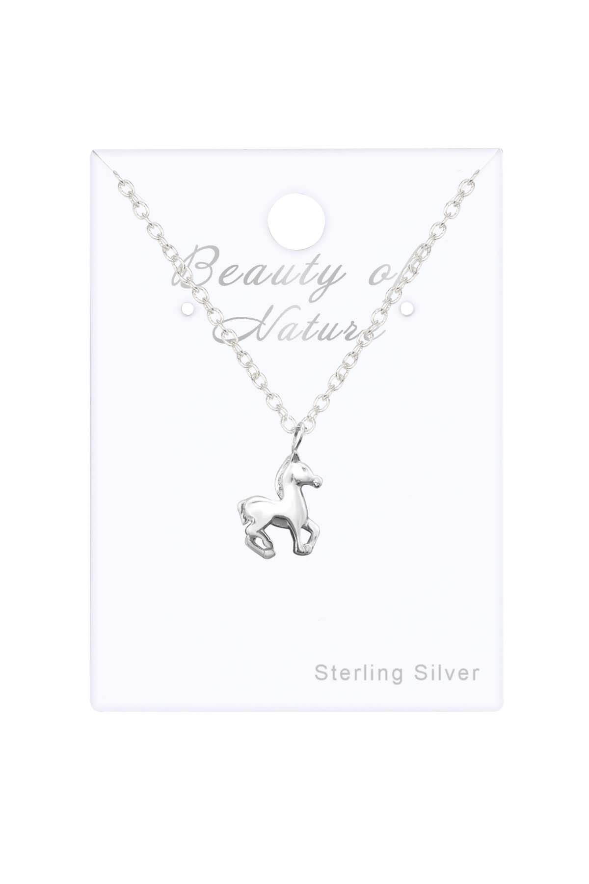 Sterling Silver Horse Charm Necklace - SS