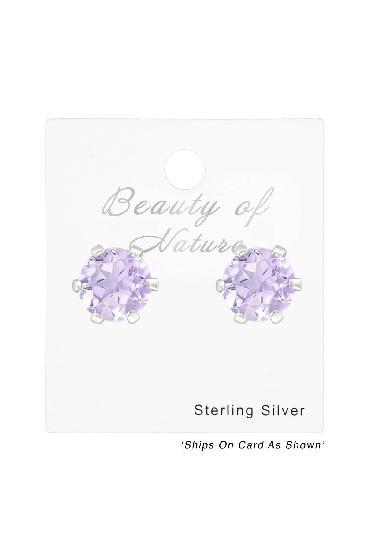 Sterling Silver Round Ear Studs With Semi Precious - SS