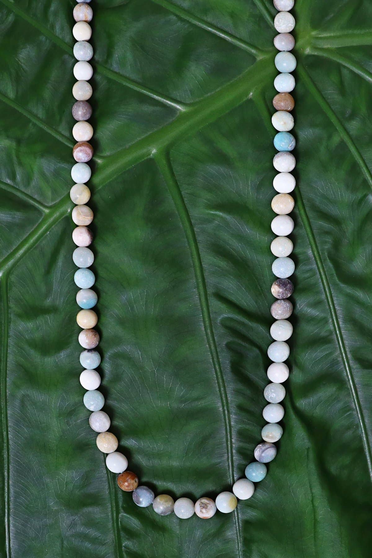 Sterling Silver & Amazonite Mala Beads Necklace - SS