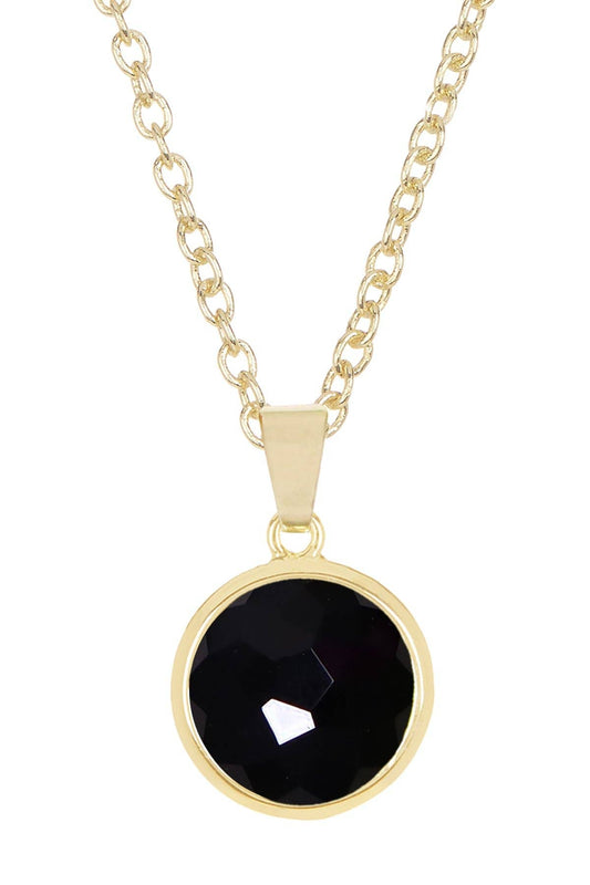 14k Vermeil & Black Onyx Round Pendant Necklace - VM