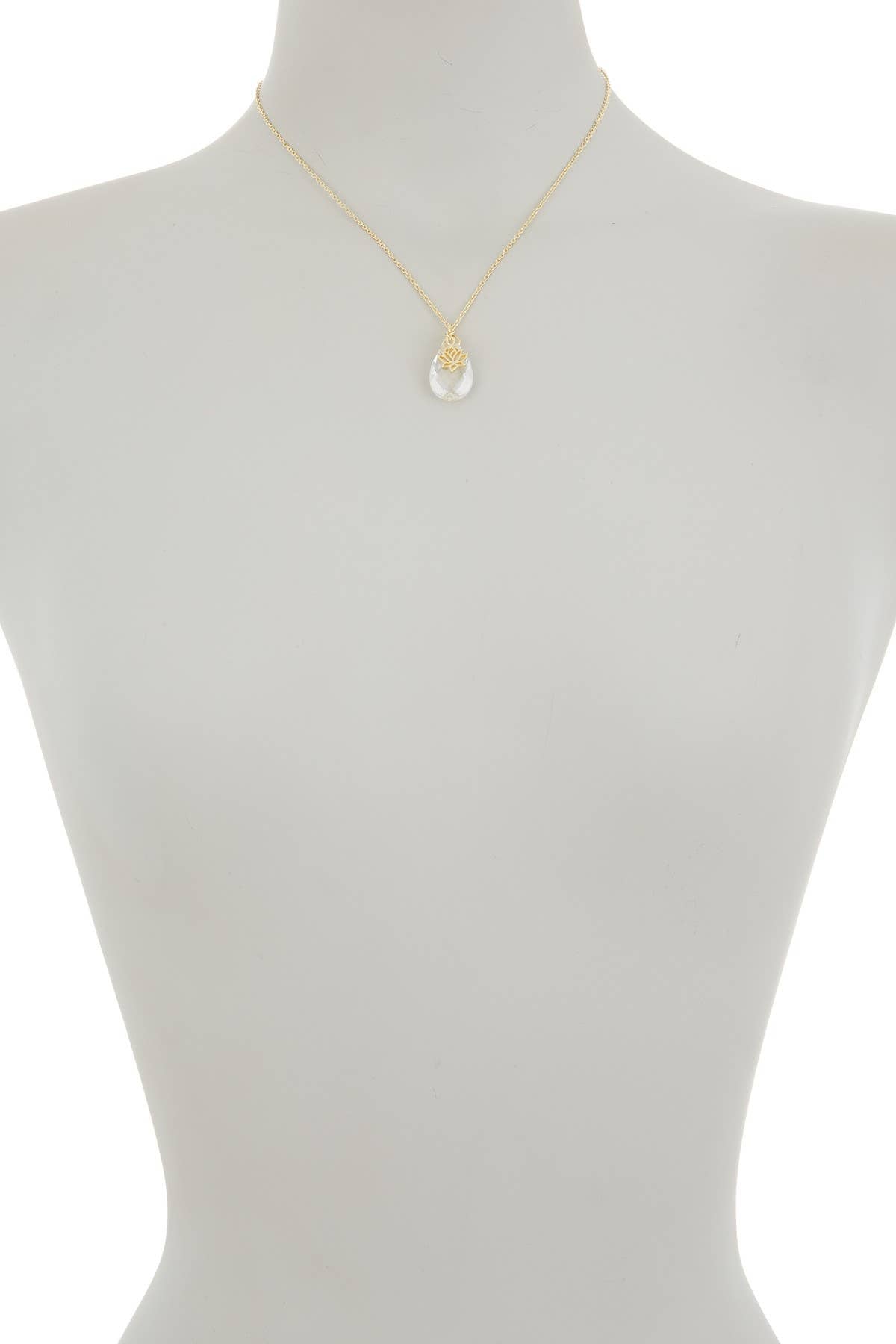 Sterling Silver & Crystal Quartz Lotus Necklace - VM