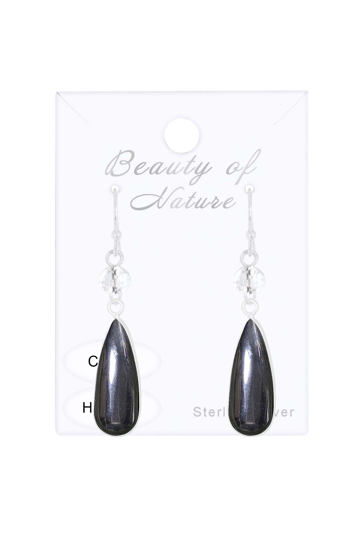 Sterling Silver & Hematite & Crystal Quartz Earrings - SS