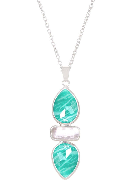 Sterling Silver & Amazonite Pendant Necklace - SS
