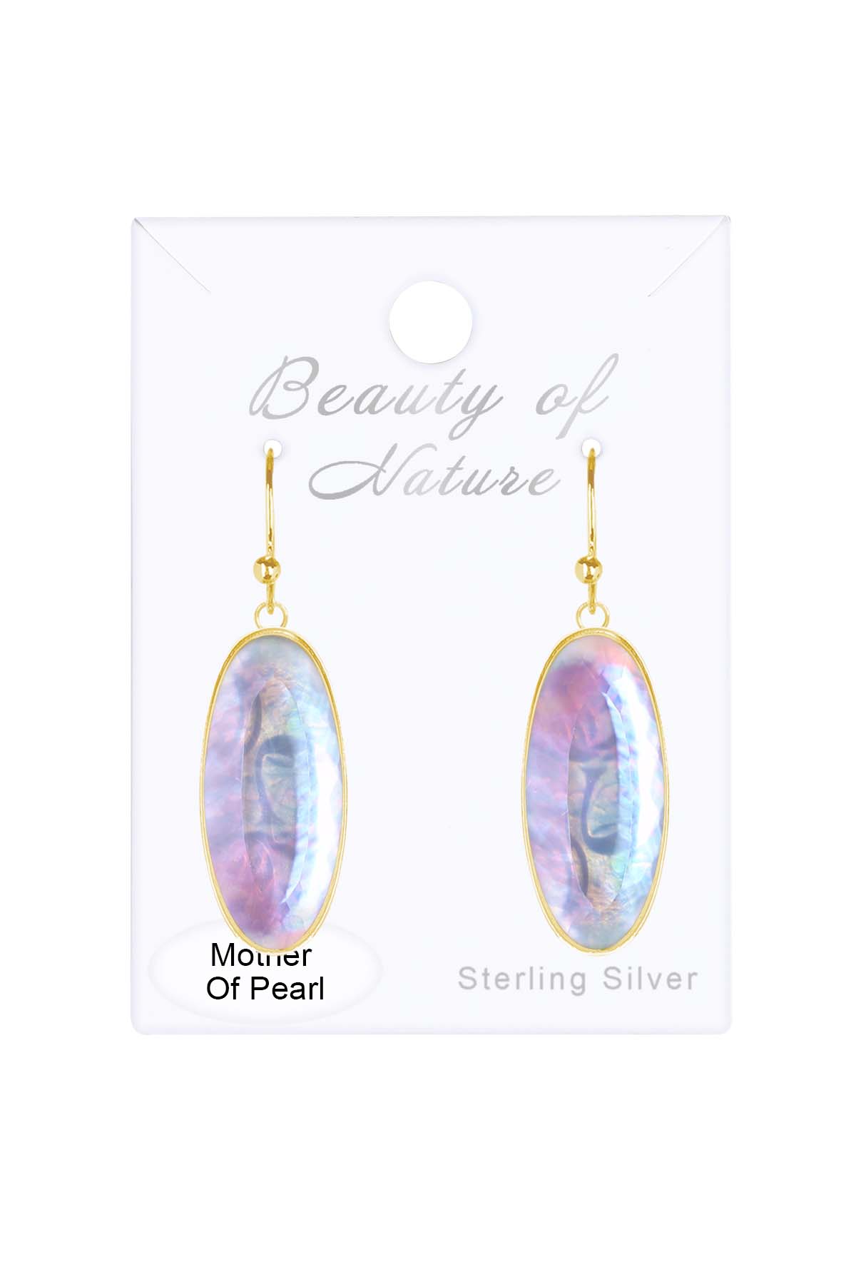 Mother Of Pearl Quartz Oval Drop Earrings - GF