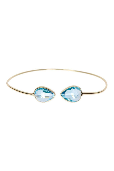 Sky Blue Crystal Pear Shaped Cuff Bracelet - GF