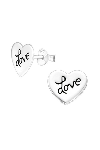 Sterling Silver Love Heart Ear Studs - SS