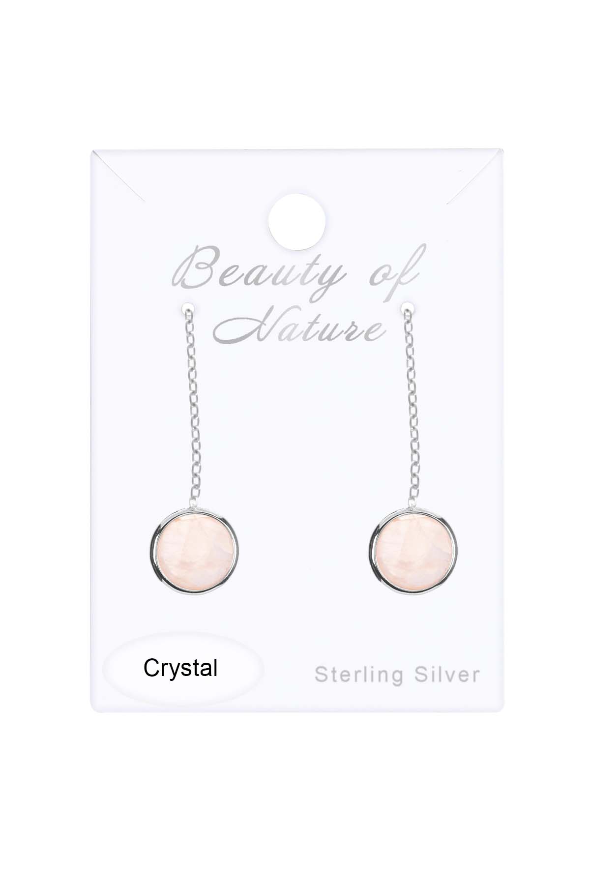 Sterling Silver & Rose Crystal Threader Earrings - SS